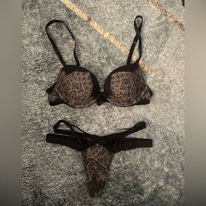 Sexy black lacy VS Bra and Panty Set